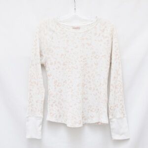Knox Rose Henley Top Thermal Cotton Waffle M Medium white leopard animal print